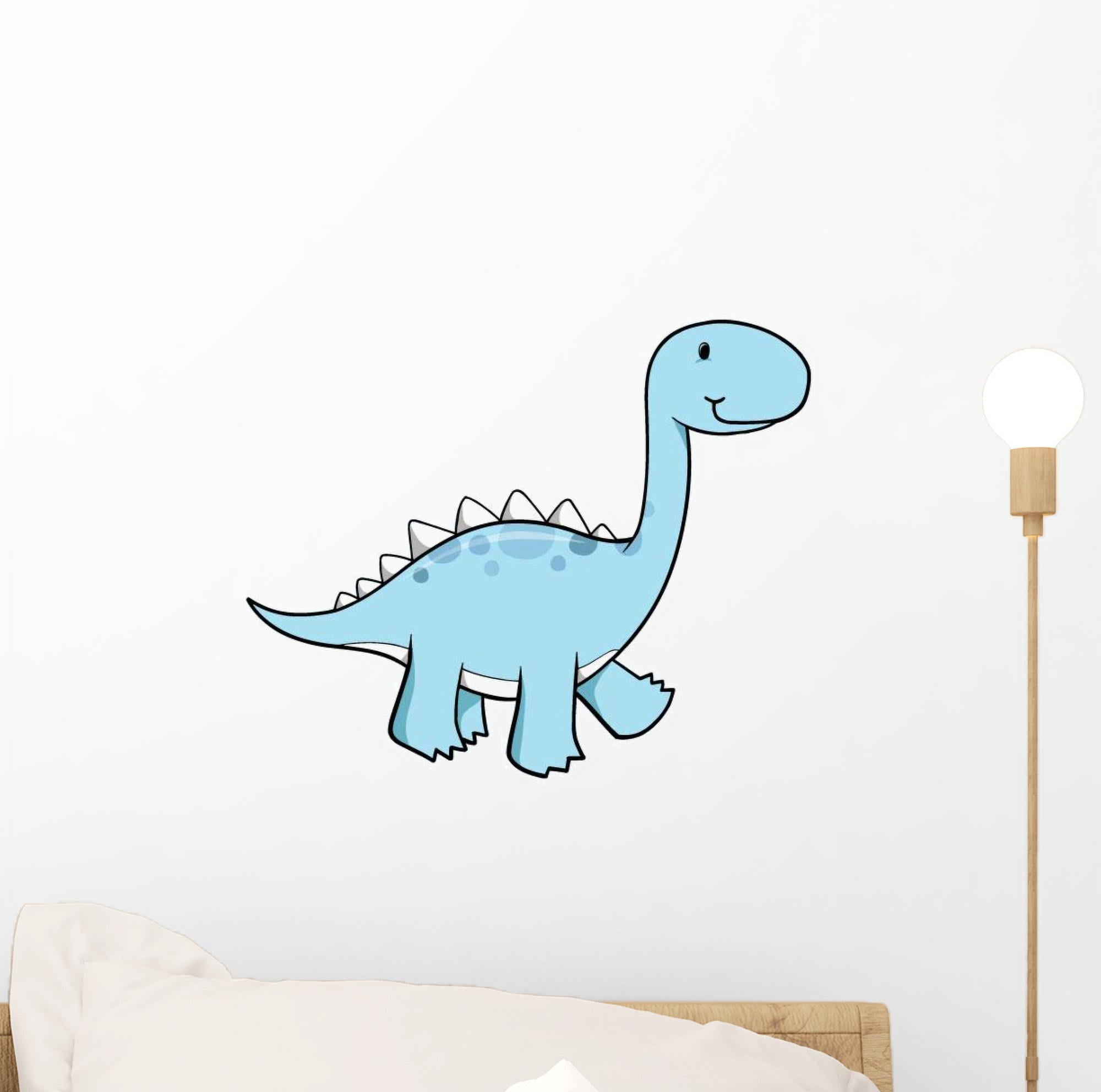 Blue Spiked Baby Dinosaur Wall Decal Sticker, Wallmonkeys Peel & Stick