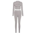 thumbnail image 5 of safuny Women's Yoga Suit Plus Size Suit for Girlfriend Wife Daughter Comfy Casual High Neck Dressy Long Sleeve Solid Color Beige L, 5 of 6