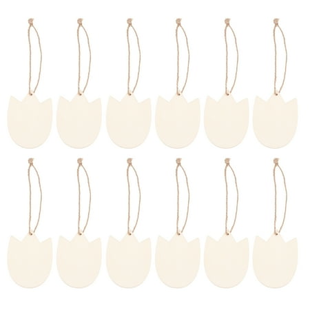 

20Pcs Tulip Shape Blank Wooden Pieces Children DIY Wooden Slices Hanging Pendants