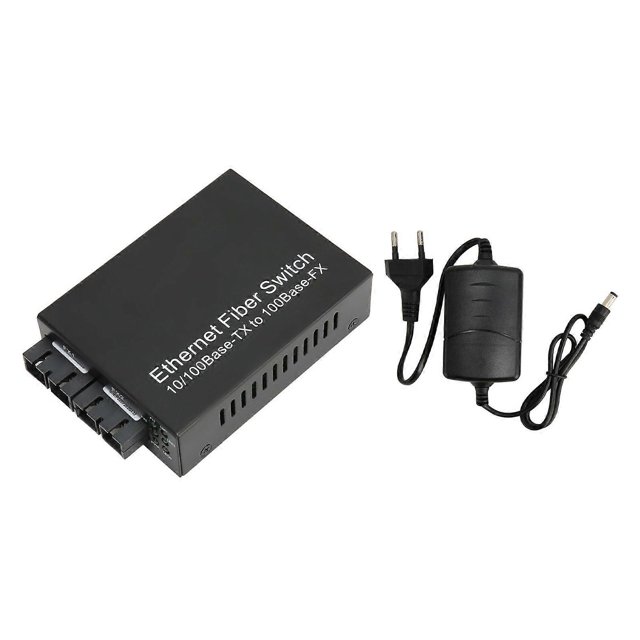 Fiber Optic Media Converter Tx1310nm SC Dual Fiber Single Mode 100Mbps Fiber Optic Transceiver Up To 25km RJ45 Port 100-240V EU Plug