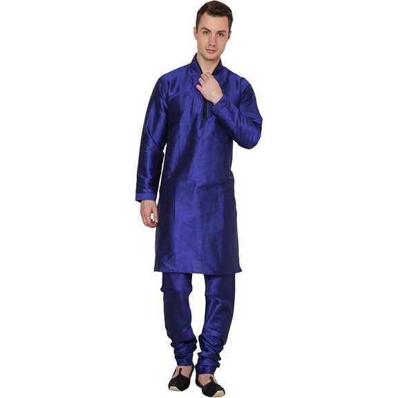 Royal Kurta Men's Dupion Silk Hineck Kurta Churidar