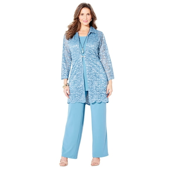 Catherines Women's Plus Size 3-Piece Lace Pant Suit