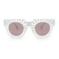 thumbnail image 6 of Womens Art Nouveau Deco Thick Plastic Horn Rectangle Sunglasses White - Brown, 6 of 8