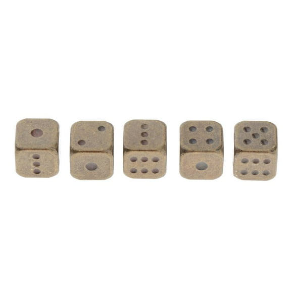 lionlar 5 Pcs 6 Sided Set Metal Colors with Gold Pips Role Playing DIY Mahjong Bronze