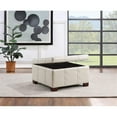 thumbnail image 4 of Detour Strap Square Storage Ottoman in Cream Faux Leather, 4 of 9