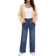 thumbnail image 2 of Asklazy Women's Loose Knit Lantern Seleeve Ribbed Sweater Open Front Caridigan,Beige,2XL, 2 of 8