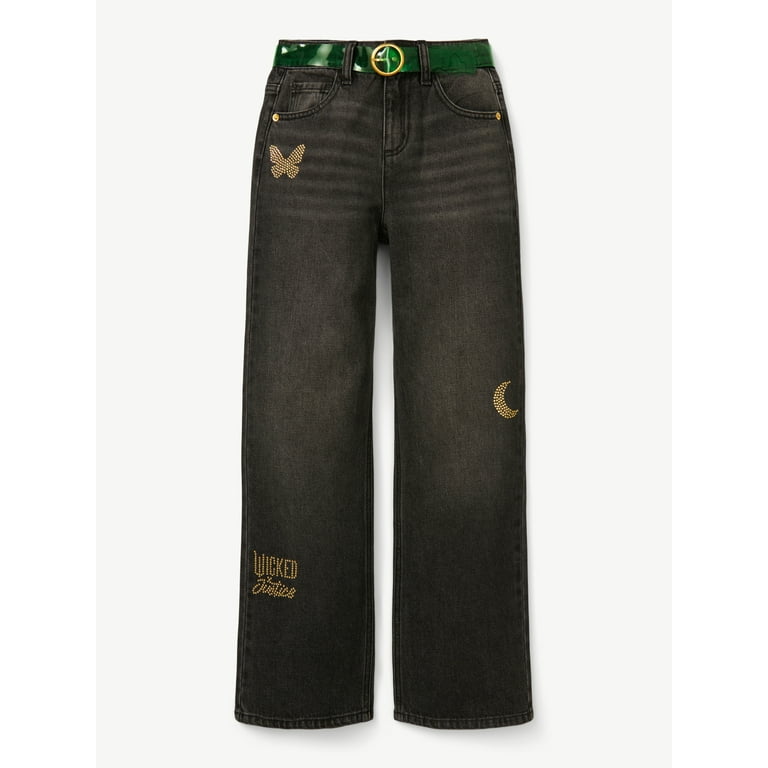 Justice Girls Wicked Relaxed Flare Jean With Belt, Sizes 6