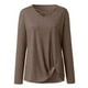 thumbnail image 4 of Puntoco Mujeres Moda Color Sólido Cuello Cruzado Manga Larga Tops Camiseta Blusa Puntoco Puntoco-789, 4 of 5