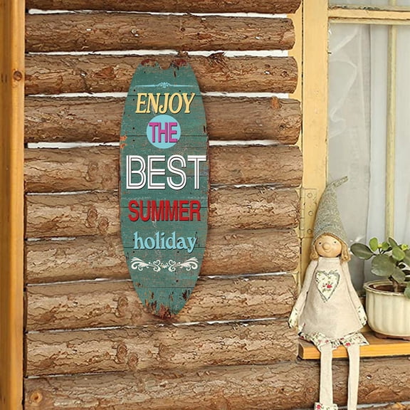 Farmhouse Wreath Casual Summer Beach Surfing Door Sign Decor Sign For Home Bar Wall Front Door Pendant Holiday Wooden Hangs, Household Pendant