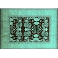 thumbnail image 1 of Ahgly Company Machine Washable Indoor Rectangle Oriental Turquoise Blue Traditional Area Rugs, 2' x 5', 1 of 4