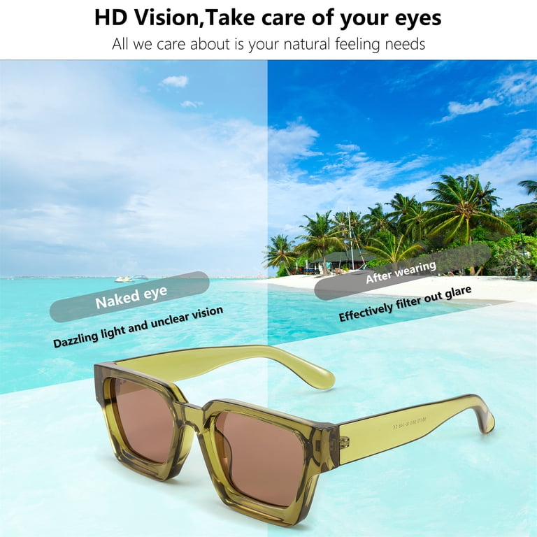 FEISEDY Retro 90s Square Sunglasses for Women Men Trendy  display picture 3