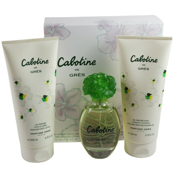 Cabotine by Gres pour Femme Coffret Cadeau - Spray EDT 3,4 Oz + Lotion pour le Corps Parfumée 6,6 Oz + Gel Douche Parfumé 6,6 Oz