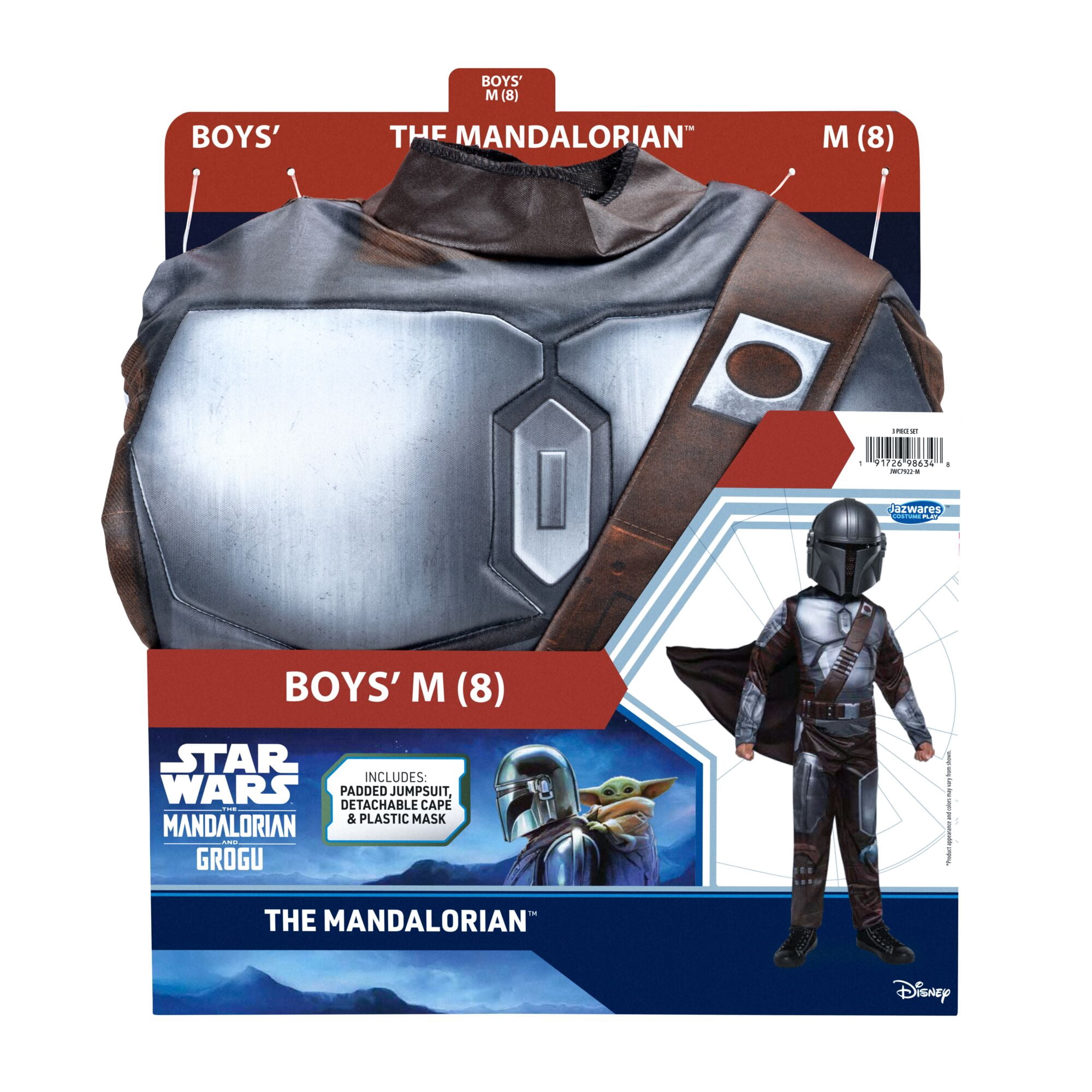 Marvel's Mandalorian Halloween Costume for Children, Boy's Size M (8), by Jazwares