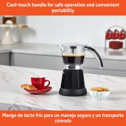 IMUSA 6 or 3 Cup Electric Espresso Maker with Cool-touch Handle, Black