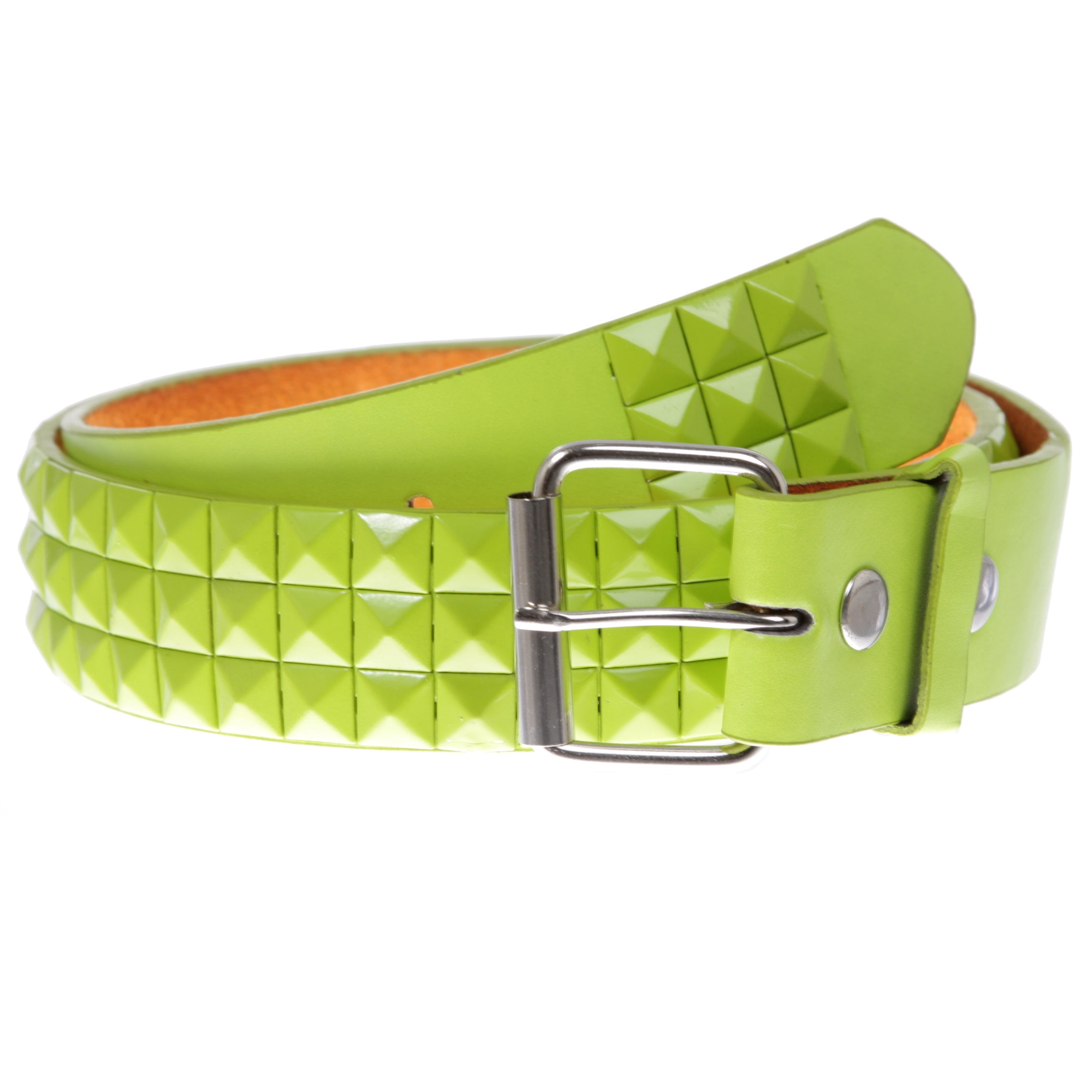 WOMEN'S LEATHER BELTS 6 ROWS SMALL PYRAMIDS STUDS 1.5" WIDE BELTS IN 6 COLOURS 