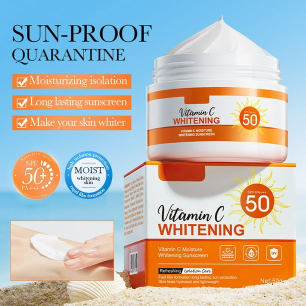 Crema Solar Facial | Protección Solar de Amplio Espectro Hidratante y Blanqueadora con SPF | Textura Ligera y Iluminadora | Reduce Quemaduras, Manchas Oscuras y Arrugas | Tubo de 50g