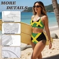 thumbnail image 6 of Xoenoiee Retro Jamaica Flag Print Women's High Waisted Bikini Sets Two Piece Tummy Control Swimsuits High Cut Summer Beach Vacation Bathing Suits, M, 6 of 7