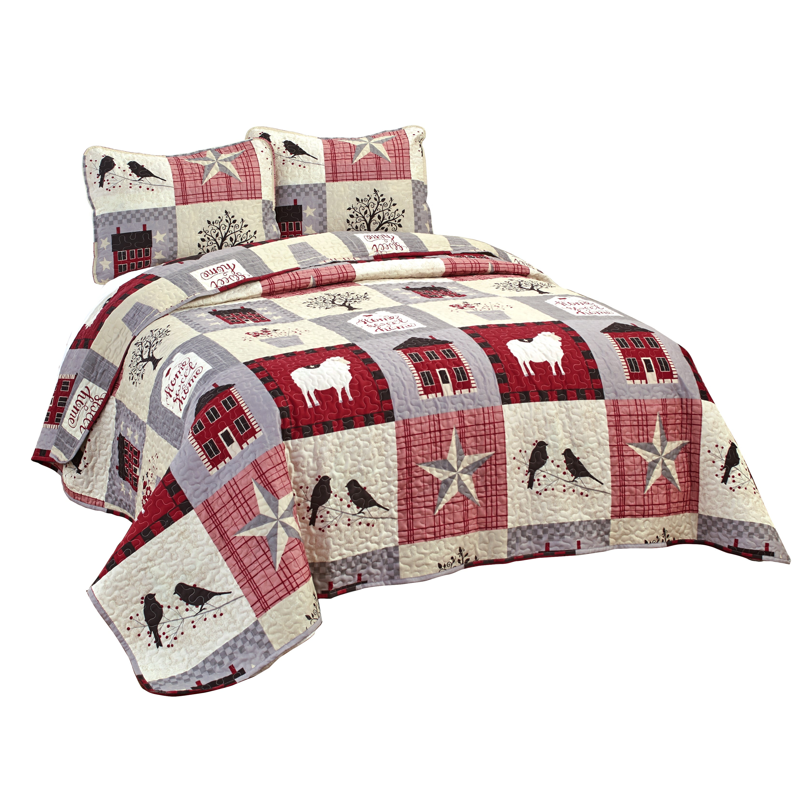 Oversized Homestead Patchwork Bedding Quilt Set Set of 3 Walmart