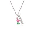 thumbnail image 2 of Delight Jewelry Silvertone Hot Pink Enamel Flamingo with Grass Silvertone Hope Anchors the Soul Bar Charm Necklace, 23", 2 of 4