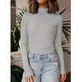 thumbnail image 3 of PRETTYGARDEN Women's Turtleneck Long Sleeve Shirts Fall Basic Thermal Underwear Tops Ribbed Fitted Layering Knit Top, 3 of 10