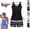 Black, variant on Womens Tummy Control Tankini Swimsuit, Two Piece Conservative Bathing Suit with Built In Support Bra