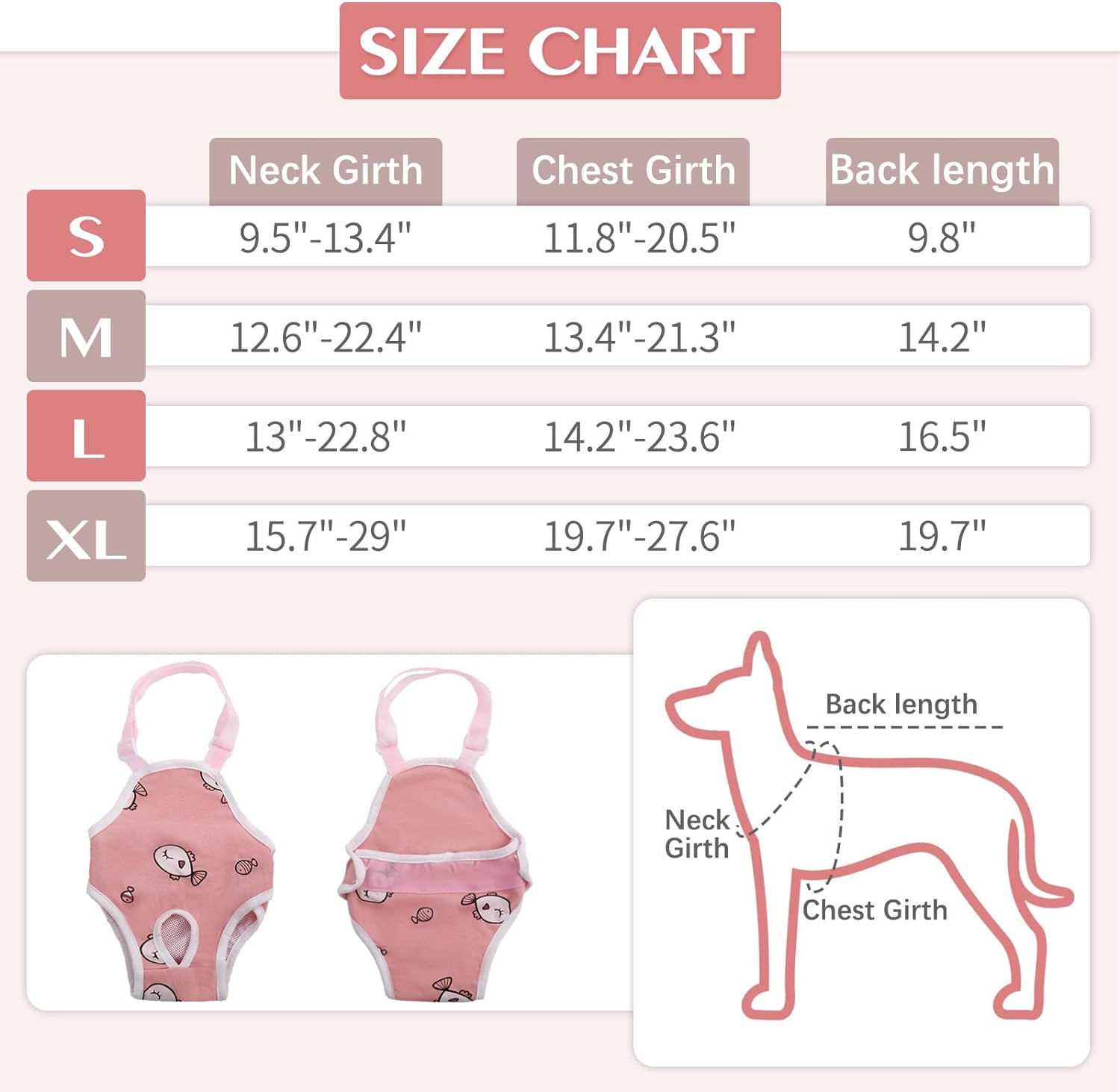 BURIBURI Dog Diaper Suspenders Female, Washable Dog Panties for Dogs in Heat, Escape Proof Dog Underwear Diapers, Reusable Pet Sanitary Pantie for Small Medium Girl Dogs