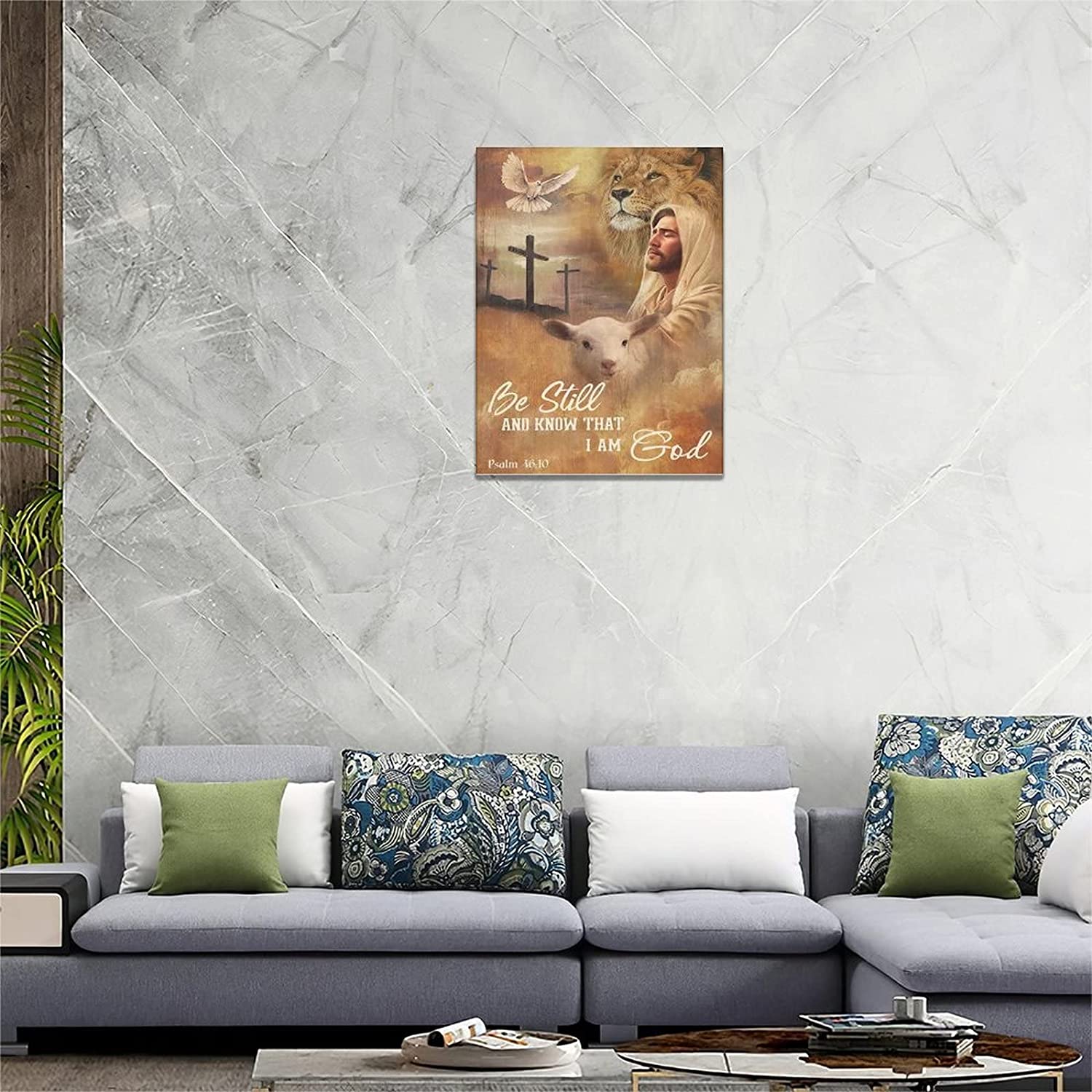 Jesus and Lion Canvas Wall Art Lion of Judah Wall Decor Christian Lion Lamb  Dove Cross Jesus Pictures for Wall Prints Inspirational Painting Modern  Religious Home Artwork Decor 12