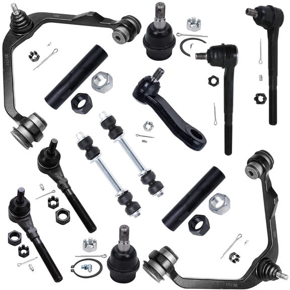 Detroit Axle - Front 13pc Suspension Kit for RWD Ford F-150 F-250 Expedition Lincoln Blackwood Navigator, Upper Control Arms Lower and Ball Joints Sway Bars Tie Rods Pitman Arms Replacement