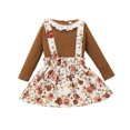 thumbnail image 2 of SDJMa Toddler Baby Girls Cute Or Solid T-Shirt Tops+Floral Suspender Skirts Outfits, 2 of 9