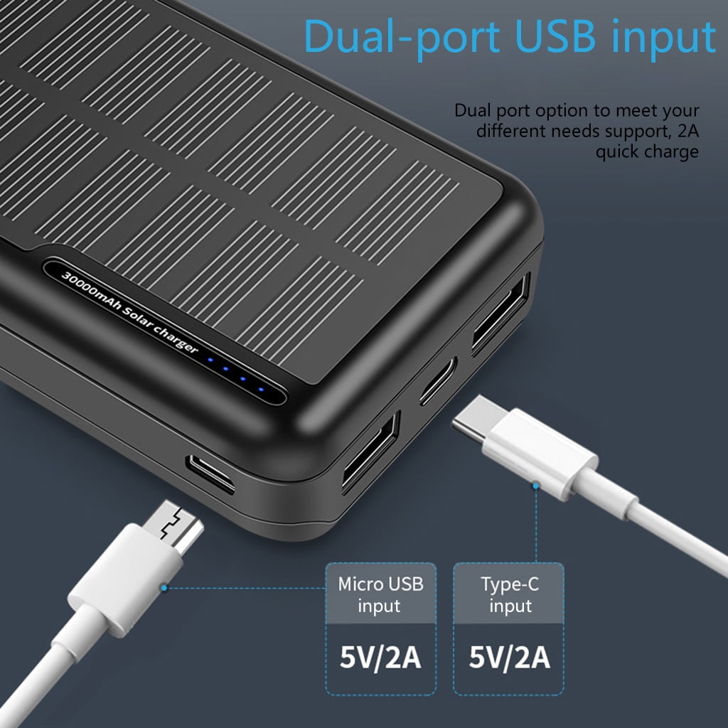 Buy 30000mAh Solar Power Bank for Smart Mobile Phone USB Solar Charger Portable External Battery