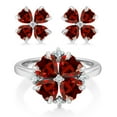 thumbnail image 2 of Gem Stone King 4.89 Ct Heart Shape Red Garnet 925 Sterling Silver Ring and Earrings Jewelry Set (Size 5), 2 of 3
