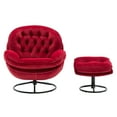thumbnail image 4 of Anysun Accent Swivel Chair with Ottoman for Living Room - Velvet Reading Chairs Set - Tufted Recliner Chairs with Swivel Base for Nursery - Red, 4 of 10