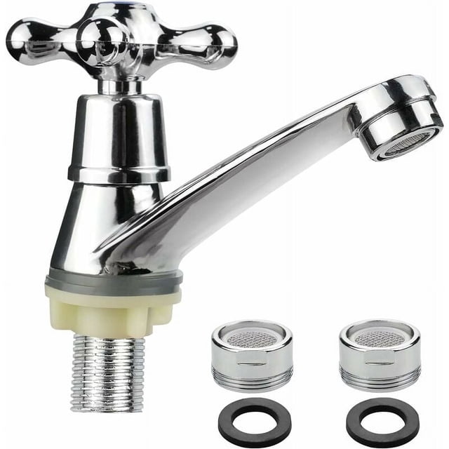 Grifo de baño, grifo de lavabo de agua fría, mezclador de lavabo moderno con filtro, diseño de manija en cruz Hogar, Baño, Lavabo, Cocina