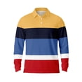 thumbnail image 3 of Polo Shirts for Men Long Sleeve Slim Fit Casual Button Down Striped Color Block Tops Breathable Moisture Wicking Fall Winter Golf Sports Mens Polo Shirts Yellow M, 3 of 4