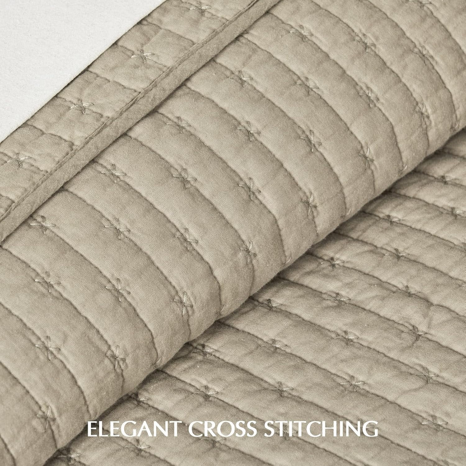 EVERGRACEHOME Cross Stitch Quilt Bedding Set - Thumbnail 5