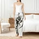 thumbnail image 4 of Balery Black And White Rose Pantalones de pijama para mujer, pijamas ultraligeros, pantalones de estar por casa-Small, 4 of 6