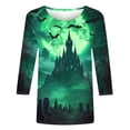 thumbnail image 6 of Jinhomg Halloween T-Shirts for Women 3/4 Sleeve Funny Witch Graphic Tee Shirts Loose Fit Crewneck Daily Shirt Thanksgiving Tops Ladies Holiday Party Gifts Green,XXL, 6 of 6