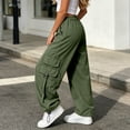 thumbnail image 5 of CONZONE Womens Cargo Pants Wide Leg Elastic Waist Drawstring Jogger Pants With Pockets Summer Fall Baggy Trousers For Women, 5 of 6