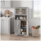 thumbnail image 3 of Gray de madera almacenamiento gabinete: freestanding cupboard con glass doors & adjustable estantes para kitchen, pantry & sala de estar, 3 of 8
