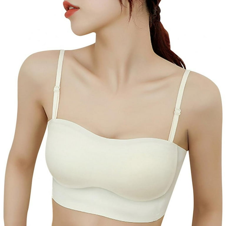 Women Invisible Bra Detachable Strap 3/4 Cup Push Up Bra Gathered