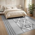 thumbnail image 3 of ODIKA 8'x10' Grey White Geometric Design Washable Area Rug Bold Abstract Patterns with Symmetrical Motifs Durable, Non-Slip for Living Room, Under Sectional, Family, 3 of 4