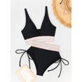 thumbnail image 6 of Women's High Waisted Bikini Sets Two Piece Tummy Control Swimsuit Color Block Bathing Suits, 6 of 9
