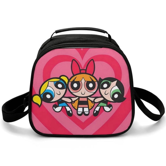 The Powerpuff Gi-rls Lunch Bags Reusable Insulated Lunchbox Container Handbags Adjustable Shoulder Bag