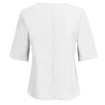 thumbnail image 5 of Tweang Peasant Tops for Women Floral Embroidery Vintage Embroidered Blouse Tops Gauze Blouses for Women Linen Button Down Shirt Women's Linen-cotton Pleated Tunic Shirt 3/4 Sleeve Boho White M, 5 of 5
