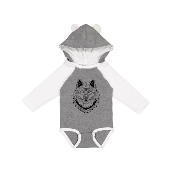 Inktastic Tribal Wolf Head Gift Baby Boy or Baby Girl Long Sleeve Bodysuit