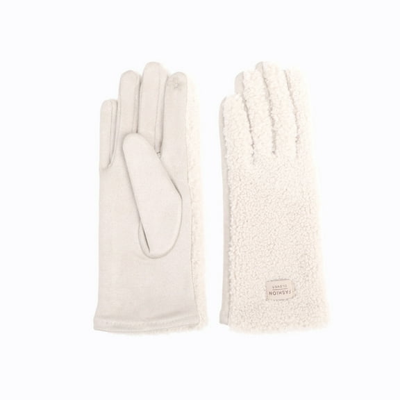 Winter Gloves for Women Touch Screen Thermal Soft Lining Elastic Knit Warm Gloves for Cold Weather Beige Free