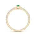 thumbnail image 2 of ANGARA Natural Classic Solitaire Emerald Promise Ring with Pave Diamonds in 14K Yellow Gold for Women (Size-3.5mm) | May Birthstone, Anniversary, Jewelry Gift for Women | Natural Emerald Ring, 2 of 7
