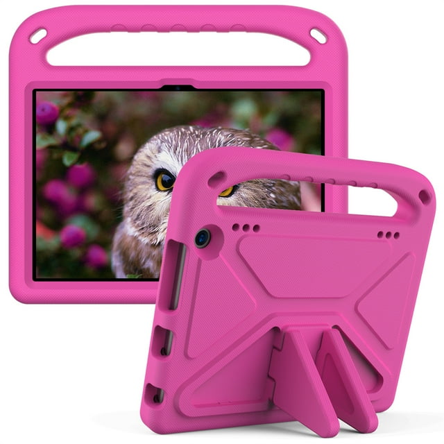 Shockproof EVA Hand-held Stand Cover Case For Amazon Kindle Fire HD 8 2022 HD8 Plus 2020 8.0 Inch Fire 7 2022 Case Kids Tablet Rose Red HD8 plus 2022