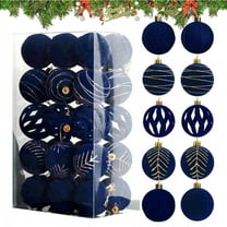 Bxaolu 30 Pcs Christmas Velvet Balls 2.38" Flocked Christmas Hanging Ornaments Velvet Balls Xmas Tree Ornaments Xmas Tree Bulbs for Wedding Anniversary Party (Blue)