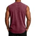 thumbnail image 5 of Men's Vintage Washed Tank Top - Soft Cotton Sleeveless Muscle Shirt with Contrast Binding, Distressed Casual Vest for Gym & Streetwear Wine XXL, 5 of 6